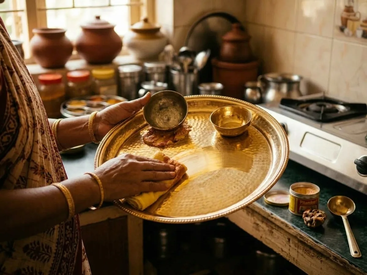 Brass golden polish with Pitambari