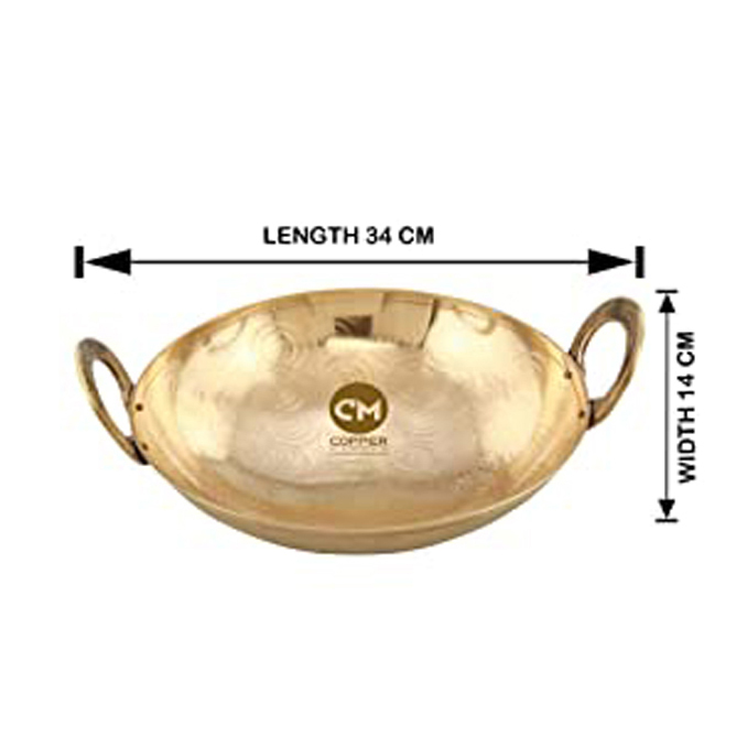 Copper-Master Pure Brass Kadhai for Cooking Heavy Gauge