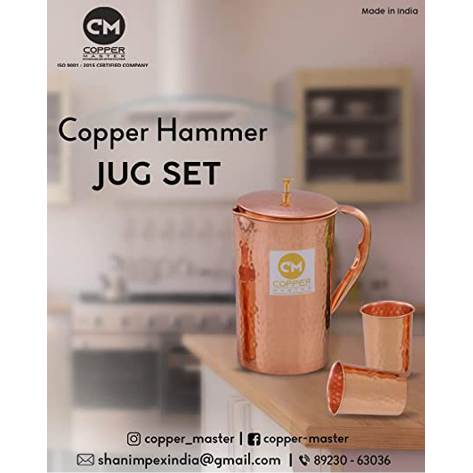 Copper-Master Cup & Saucer Designer Pure Brass Cup for Serving Tea