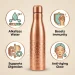 Copper Master 1 Liter Pure Copper Water Bottle - Loban Bottle Half Hammered Dual Finish, Leakproof Ayurvedic Tamra Jal Vessel for Home, Gym, Yoga & Office (1000ml / 34 oz)