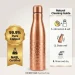 Copper Master 1 Liter Pure Copper Water Bottle - Loban Bottle Half Hammered Dual Finish, Leakproof Ayurvedic Tamra Jal Vessel for Home, Gym, Yoga & Office (1000ml / 34 oz)