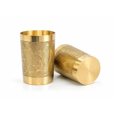 Pure Brass Good Luck Paisley Hand-Engraved Water Tumbler