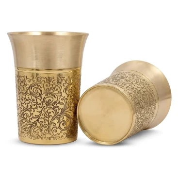 Pure Brass Heritage Pari Engraved Water Tumbler