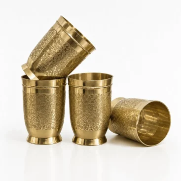 Pure Brass Daana Hand-Etched Drinking Glass Tumbler