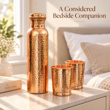1L Pure Copper Water Bottle & 2 Glasses Set – Hand Hammered - Amazon Official Listing Image
