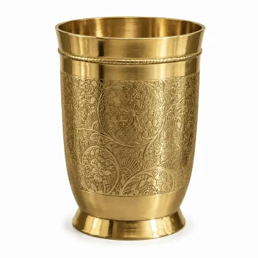 Pure Brass Daana Hand-Etched Drinking Glass Tumbler