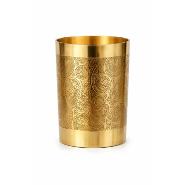 Pure Brass Good Luck Paisley Hand-Engraved Water Tumbler
