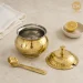 Pure Brass Ghee Pot Open View Displaying Traditional Food-Safe Kalai Tin Interior Lining and Serving Spoon