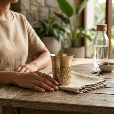 Pure Brass Heritage Pari Engraved Water Tumbler