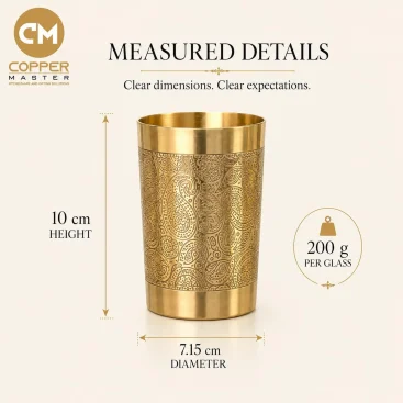 Pure Brass Good Luck Paisley Hand-Engraved Water Tumbler