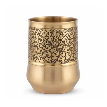 Pure Brass Royal Curved Hand-Engraved Water Tumbler