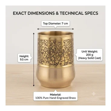 Pure Brass Royal Curved Hand-Engraved Water Tumbler