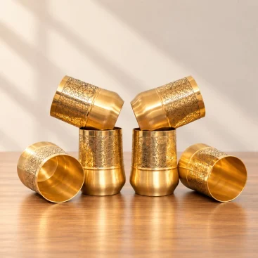 Pure Brass Royal Curved Hand-Engraved Water Tumbler