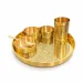 Goodluck Pure Brass Thali Set 6 Pieces with 30 cm Plate Bowls Spoon Glass