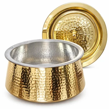 Authentic Pure Brass Biryani Handi with Lid & Kalai Tin Lining (2 Litres) - Slide 1