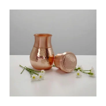 Hand-Hammered Pure Copper Rajwadi Water Pot Artisan Craftsmanship