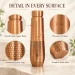 1L Pure Copper Water Bottle Dimensions 25cm Height 1000ml Capacity Infographic