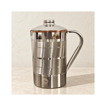 Handcrafted Copper-Steel Water Jug - Copper Master