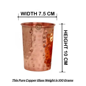 Pure Copper Hammered Glass Tumbler 300 ML