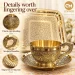 Copper Master Handcrafted Brass Cup Saucer 9Pc Details 1600