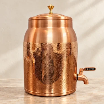 Rudra Pure Copper Water Dispenser Matka 8 Litre Warm Perspective
