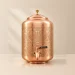 Sheetal Pure Copper Water Dispenser Matka 8 Litre Handcrafted Ornate Carving Light Cream Aesthetic View