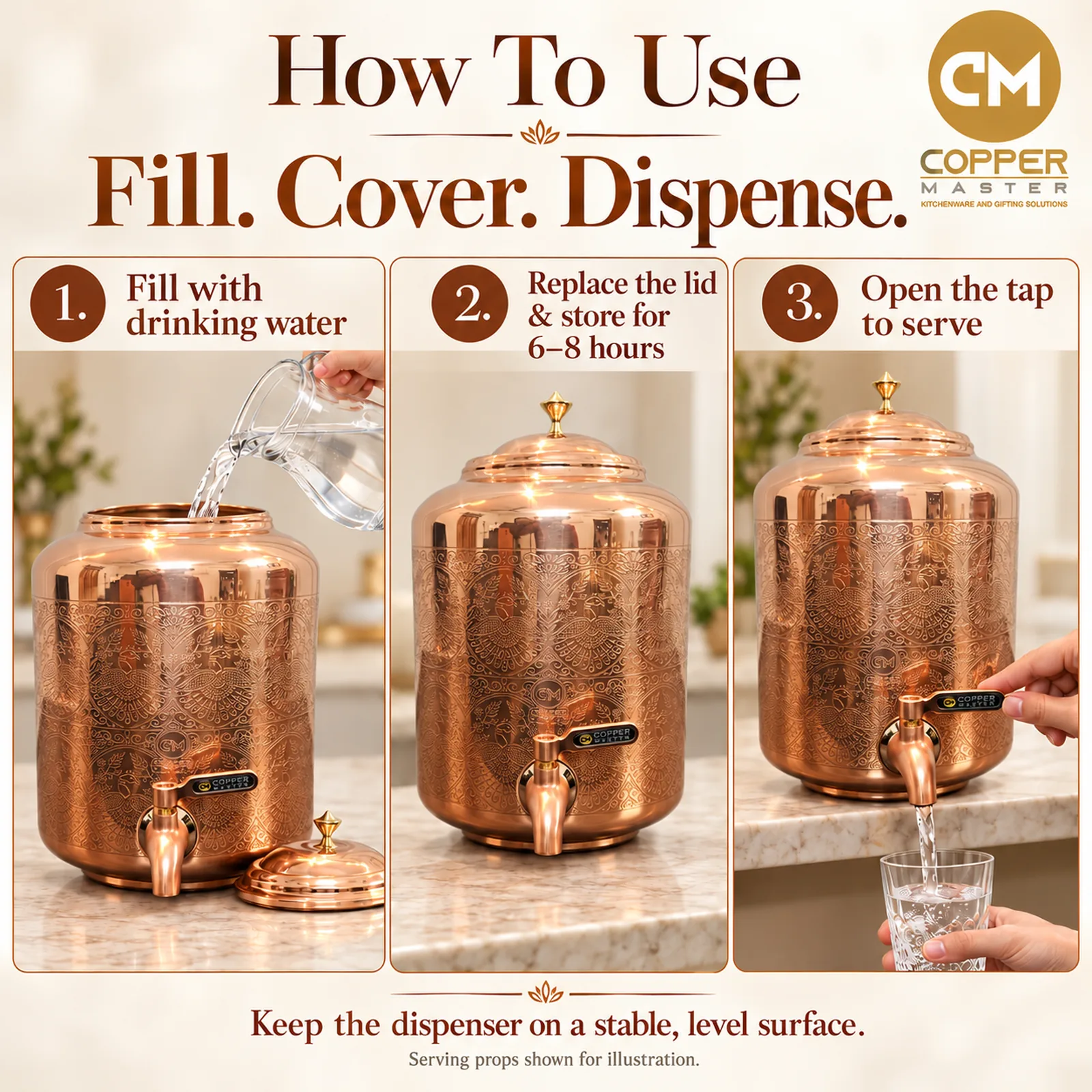 Sheetal Copper Water Dispenser Daily Tamra Jal Preparation Guide