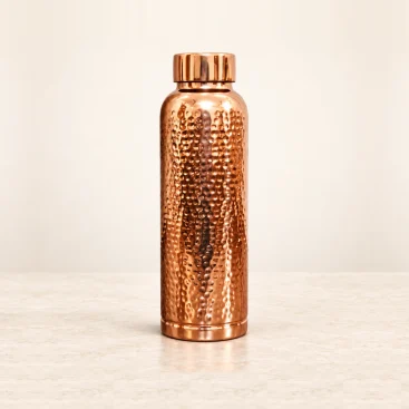 1L Pure Copper Water Bottle Pure Copper Hand Hammered Cylindrical Centered Hero View