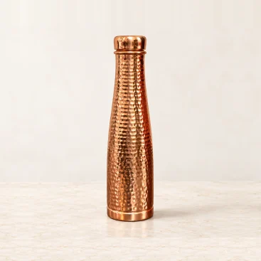 1L Pure Copper Water Bottle Hand Hammered Rugby Silhouette Centered Hero View