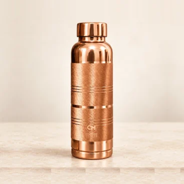 1L Pure Copper Water Bottle Textured Diamond Knurled Grip Centered Hero View
