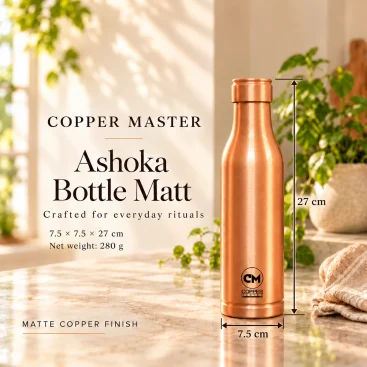 Copper Master Handcrafted Copper Bottle Ashoka Matt 1L Dimensions 1600