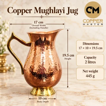 Copper Master Handcrafted Copper Mughlayi Jug Dimensions 1600