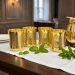Pure Brass Damru Drinking Glasses Tabletop Hospitality Setting with Brass Jug