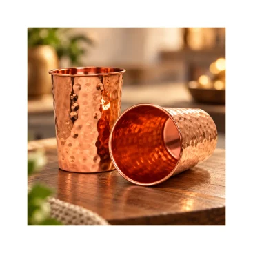 Pure Copper Hand-Hammered Glass Tumbler (300 ml) - Copper Master