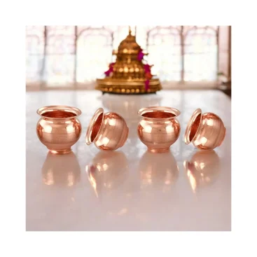 Handmade Pure Copper 300 ML Kalash Lota Set of 4