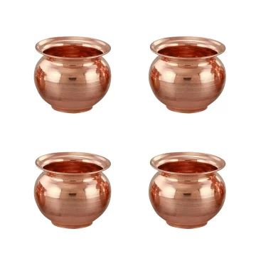 Handmade Pure Copper 300 ML Kalash Lota Set of 4