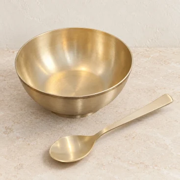 Copper Master Handcrafted Pure Bronze Serving Bowl Spoon Hero 1600